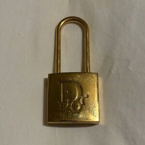 Authentic Christian Dior Lock Gold Padlock Pendant